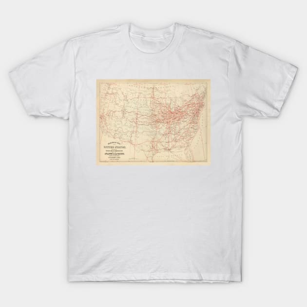 Old United States Railroad Map (1884) Vintage US Railway Atlas T-Shirt by Bravuramedia